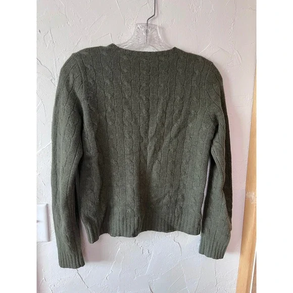 Ralph Lauren Black Label 100% Cashmere Cable Knit Sweater Olive Green Womens M - Picture 4 of 4